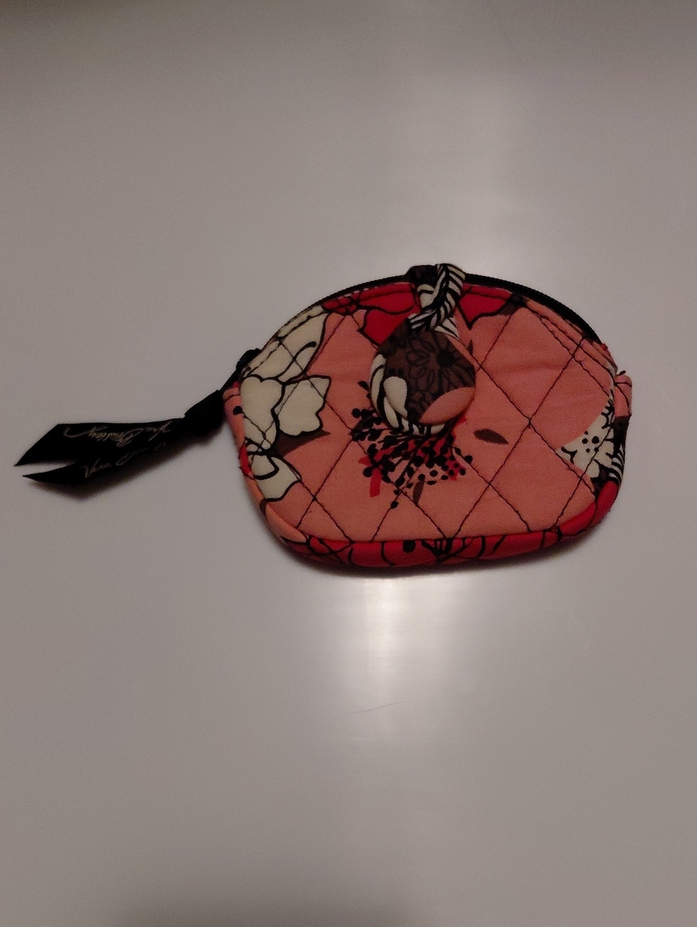 Vera Bradley Mocha Rouge Pink & Brown Floral Pattern Quilted Coin Purse
